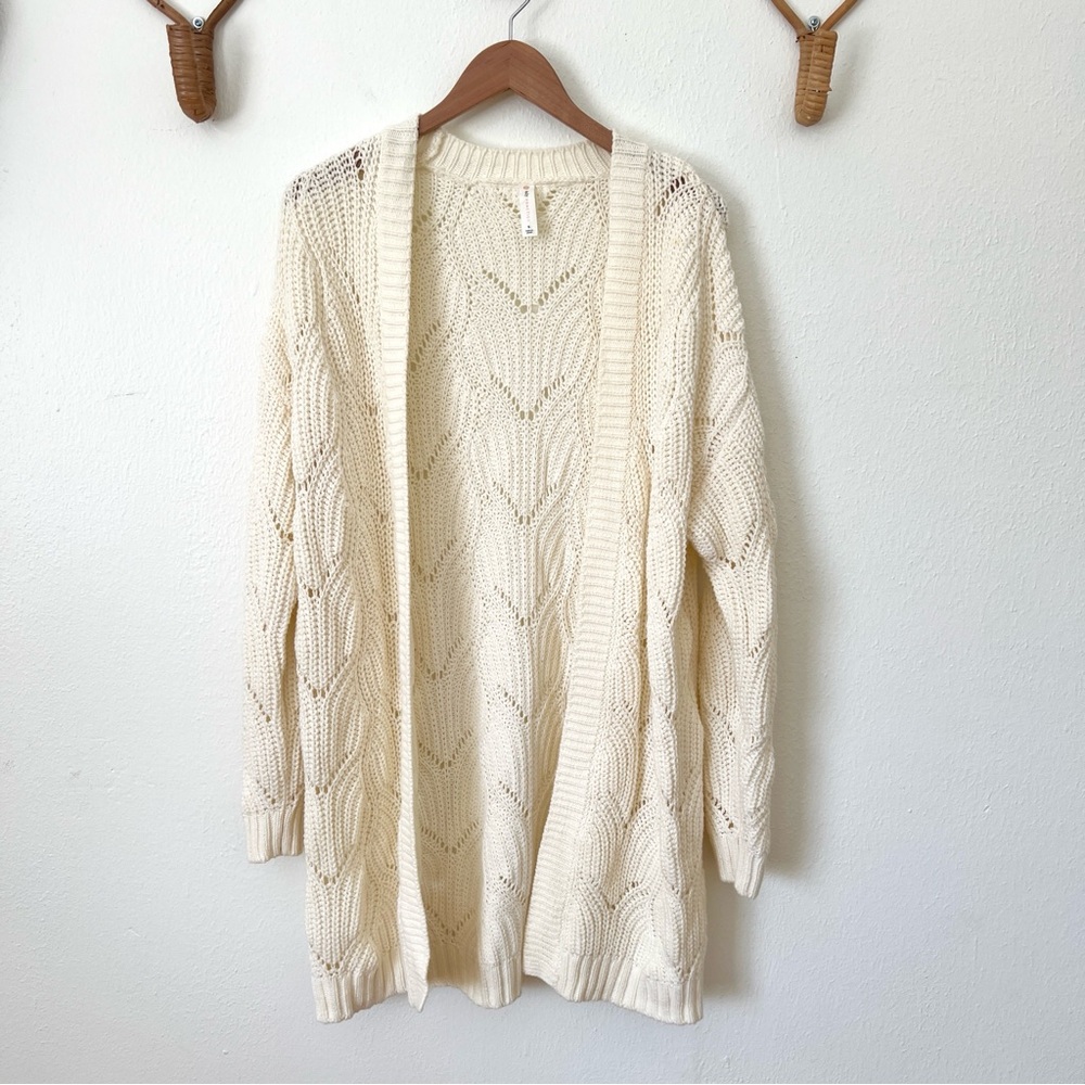 Anthropologie Daily Practice Long Knit Cream Cardigan